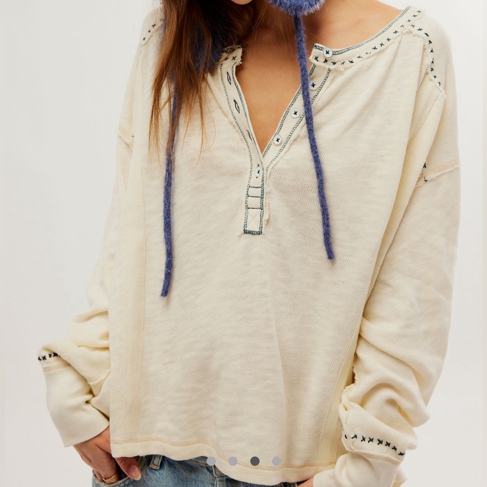 Free People Taylor Henley XS Vintage White